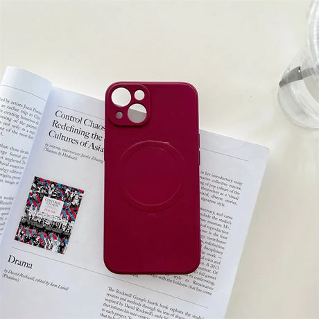 Husa protectie Flippy compatibila cu iPhone 11 (6.1), Liquid MagSafe, ring-shaped, magnetica, Visiniu - vivimall.ro