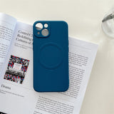 Husa protectie Flippy compatibila cu iPhone 12 (6.1), Liquid MagSafe, ring-shaped, magnetica, Albastru - vivimall.ro