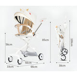 Carucior Sport Flippy 3in1, 6-36 Luni, Reversibil, Pliabil, Tavita pentru Masa, Pozitie de Somn, Centura de Siguranta, Roti 360, Suport Pahar, Copertina pentru Soare, 33x66x85cm, Alb Model Pisica - vivimall.ro