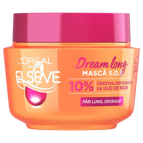Masca pentru Par, LOREAL, Elseve Dream Long Reparare Intensa Keratina Vitamine Ulei de Ricin, 300 ml - vivimall.ro