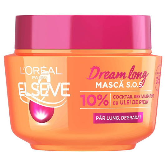 Masca pentru Par, LOREAL, Elseve Dream Long Reparare Intensa Keratina Vitamine Ulei de Ricin, 300 ml - vivimall.ro