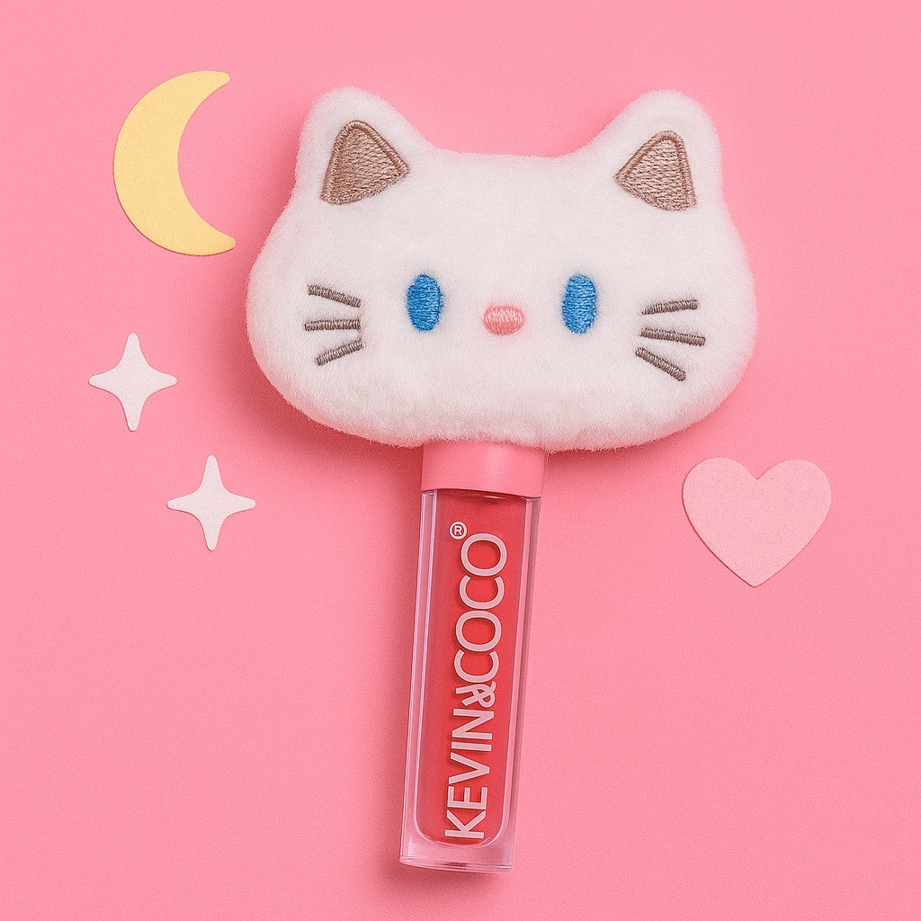 Luciu de Buze, Kevin&Coco, Animat de Plus, Model Pisica, Alb - vivimall.ro