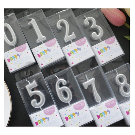 Lumanare de Tort, Vivimall, Model Cifra 5, Party, 4.5 x 2.5 cm, din Parafina, Argintiu - vivimall.ro