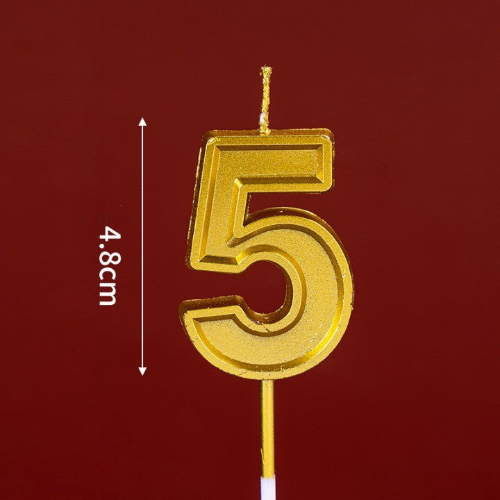 Lumanare pentru Tort Cifra 5, Vivimall, 4.8 cm, Aniversare, Aurie - vivimall.ro