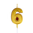 Lumanare pentru Tort Cifra 6, Vivimall, 4.8 cm, Aniversare, Aurie - vivimall.ro