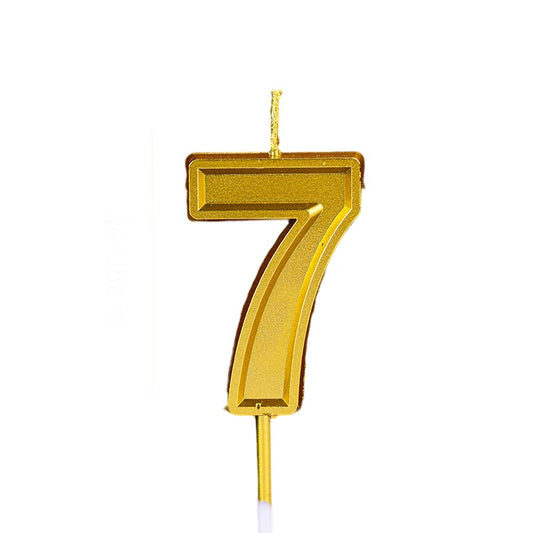 Lumanare pentru Tort Cifra 7, Vivimall, 4.8 cm, Aniversare, Aurie - vivimall.ro