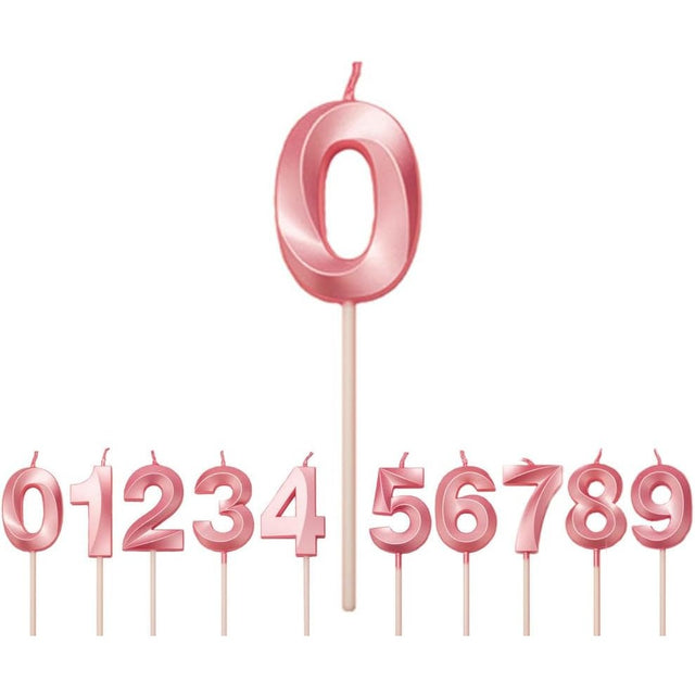 Lumanare Cifra 0, Flippy, Model Diamond, 5 x 3.4 cm, Roz - vivimall.ro