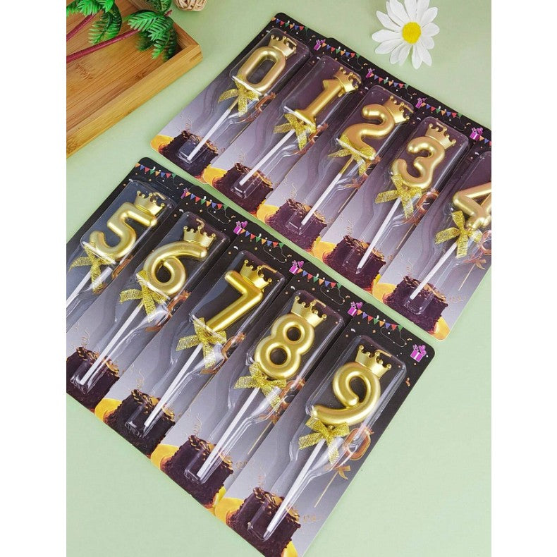Lumanare pentru Tort Cifra 1, Model Coroana, Gold, Vivimall, Party - vivimall.ro