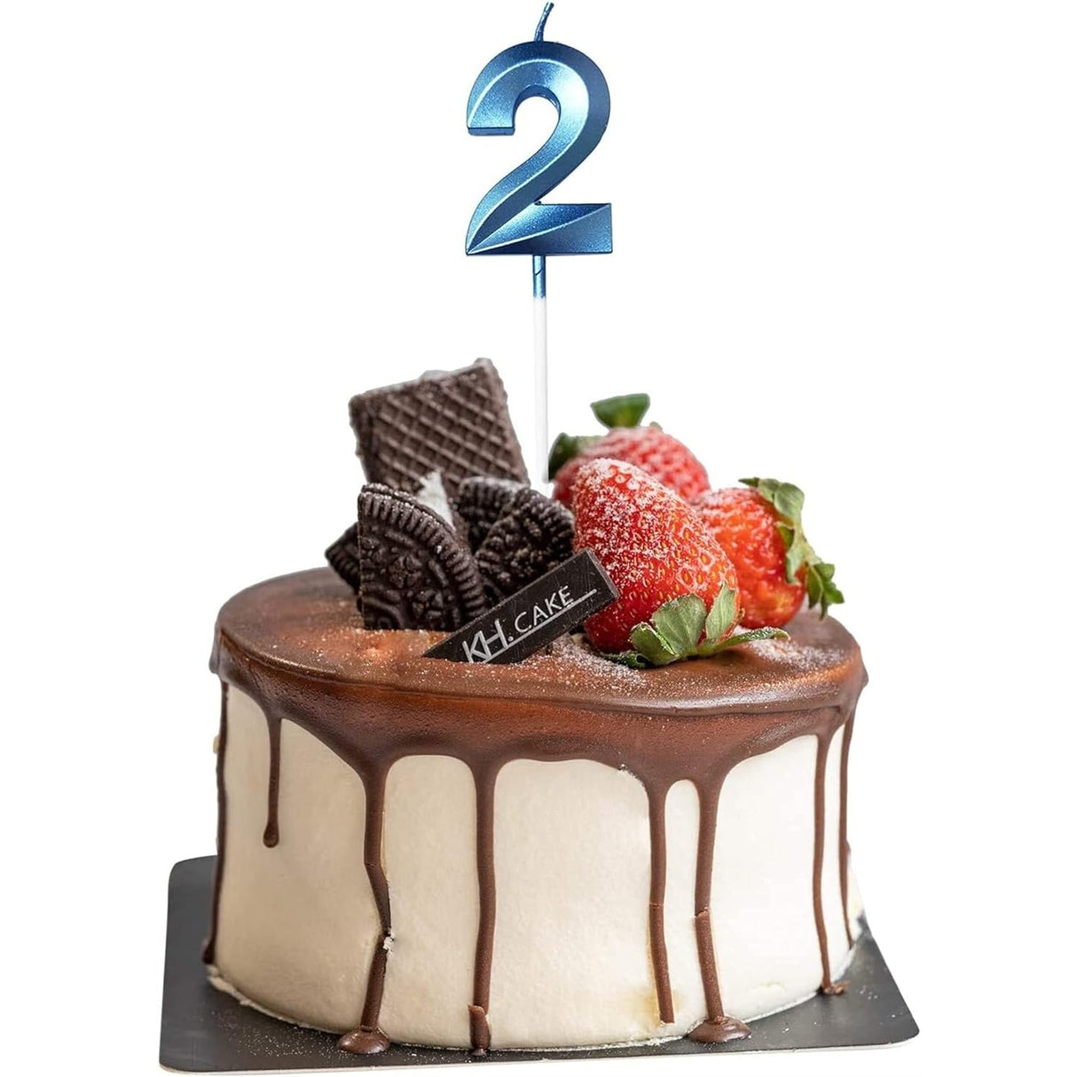 Lumanare Cifra 2, Flippy, Model Diamond, 5 x 3.4 cm, Albastru - vivimall.ro