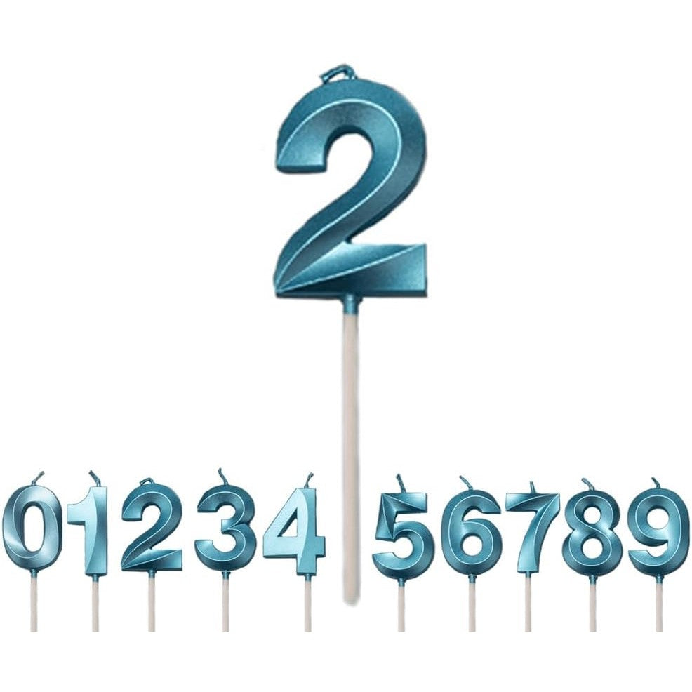 Lumanare Cifra 2, Flippy, Model Diamond, 5 x 3.4 cm, Albastru - vivimall.ro