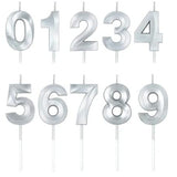 Lumanare Cifra 2, Flippy, Model Diamond, 5 x 3.4 cm, Argintiu - vivimall.ro