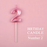 Lumanare Cifra 2, Flippy, Model Diamond, 5 x 3.4 cm, Roz - vivimall.ro