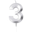 Lumanare Cifra 3, Vivimall, Model Diamond, 5 x 3.4 cm, Argintiu - vivimall.ro