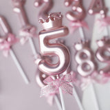 Lumanare Cifra 5, Vivimall, Model Coroana cu Fundita, Pentru Tort, 6 x 2.5 cm Mov - vivimall.ro