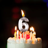 Lumanare Cifra 6, Flippy, Model Diamond, 5 x 3.4 cm, Argintiu - vivimall.ro