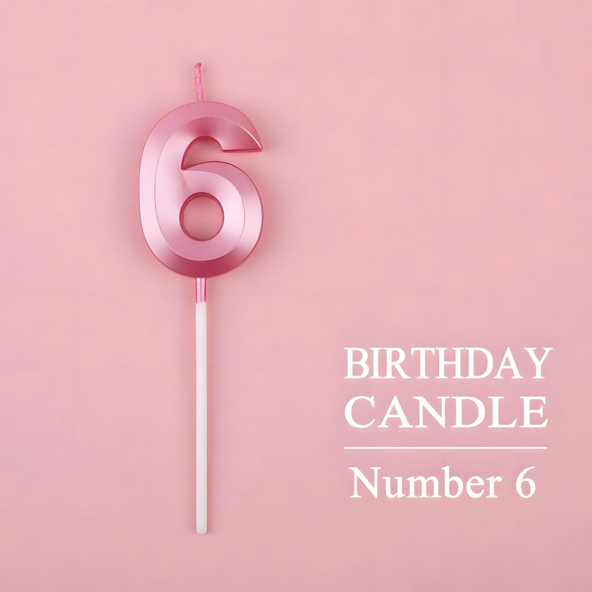 Lumanare Cifra 6, Flippy, Model Diamond, 5 x 3.4 cm, Roz - vivimall.ro