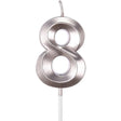 Lumanare Cifra 8, Vivimall, Model Diamond, 5 x 3.4 cm, Argintiu - vivimall.ro