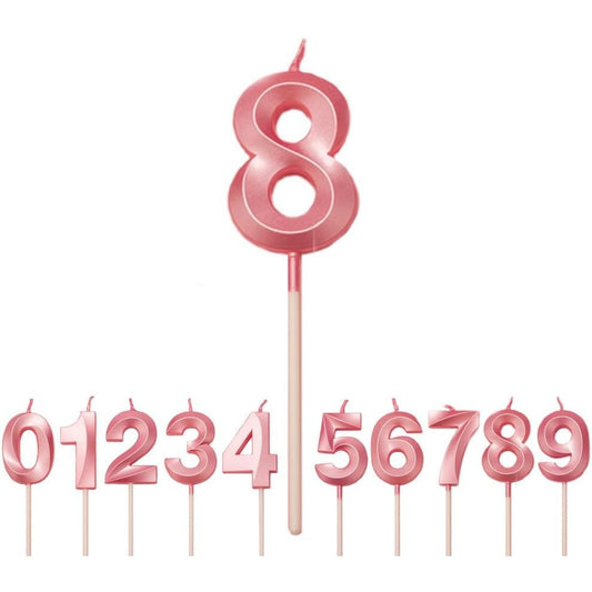 Lumanare Cifra 8, Vivimall, Model Diamond, 5 x 3.4 cm, Roz - vivimall.ro