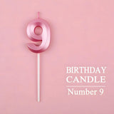 Lumanare Cifra 9, Flippy, Model Diamond, 5 x 3.4 cm, Roz - vivimall.ro