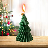 Lumanare de Craciun Parfumata, Flippy, Lumanare Rotativa cu Aromaterapie, Model Brad de Craciun forma Lunga, din Ceara de Soia, 11 x 8 x 8 cm, Verde - vivimall.ro