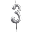 Lumanare de Tort, Vivimall, Model Cifra 3, Party, 4.5 x 2.5 cm, din Parafina, Argintiu - vivimall.ro