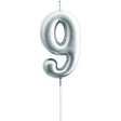 Lumanare de Tort, Vivimall, Model Cifra 9, Party, 4.5 x 2.5 cm, din Parafina, Argintiu - vivimall.ro