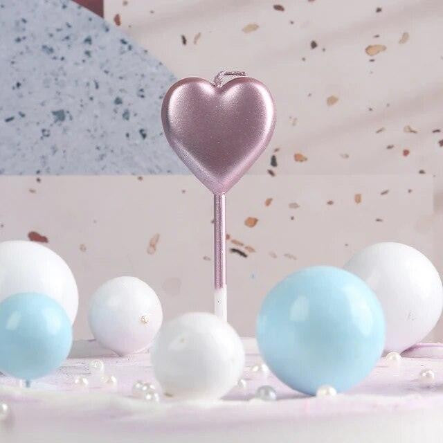 Lumanare de Tort, Vivimall, Model Inima, Party, 8.5 x 3 cm, Roz Gold - vivimall.ro