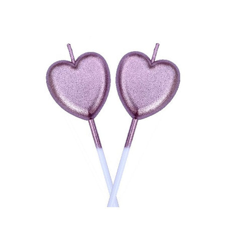 Lumanare de Tort, Vivimall, Model Inima, Party, 8.5 x 3 cm, Roz Gold - vivimall.ro