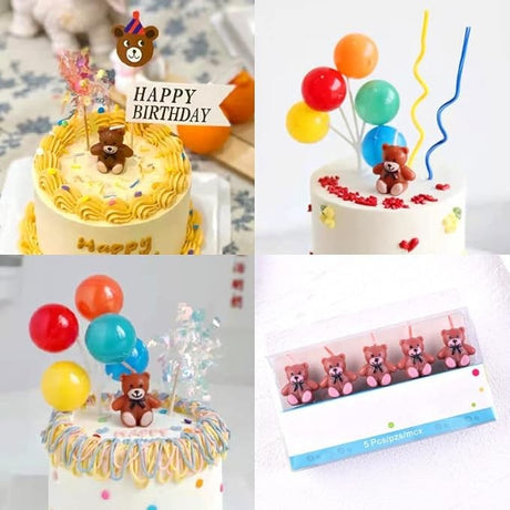 Lumanare de Tort, Vivimall, Model Ursulet, Party, 8 x 3.2 cm, Maro - vivimall.ro