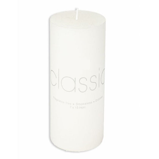 Lumanare Decorativa, Vivimall, din Parafina, Cilindrica, Fara Fum si Fara Parfum, 7 x 15 cm, 500 g, Ardere 72h, Ivory Alb - vivimall.ro