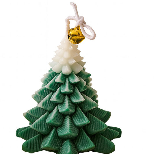 Lumanare Parfumata de Craciun, Vivimall, Model Brad de Craciun, din Ceara de Soia, Cadou Creativ Handmade de Craciun, 8 x 7 x 7 cm, Verde - vivimall.ro