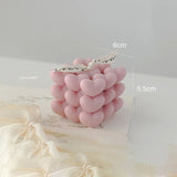 Lumanare Parfumata Decorativa, Vivimall, Model Abstract Cub din Inimioare, Lumanare pentru Diferite Ocazii, 6 x 5.5 cm, Aroma de Oregano si Narcise, Roz - vivimall.ro