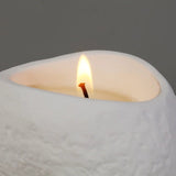 Lumanare Parfumata, Vivimall, Model Abstract, Aromat Roua Padurii, din Ceara de Soia, 8 x 5.5 x 6 cm, Alb - vivimall.ro