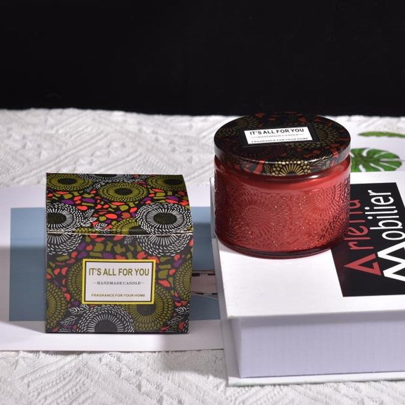 Lumanare Parfumata, Vivimall, Model Borcan, Rosu, Aroma de Frezie de pere - vivimall.ro