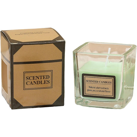 Lumanare Parfumata, Vivimall, Model Pahar Transparent, cu Ulei Esential, 4.8 x 5.4 x 5.5 cm, Aroma de Ceai Alb, Verde - vivimall.ro