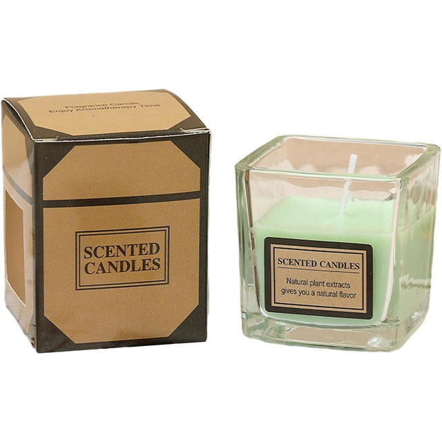 Lumanare Parfumata, Vivimall, Model Pahar Transparent, cu Ulei Esential, 4.8 x 5.4 x 5.5 cm, Aroma de Ceai Alb, Verde - vivimall.ro