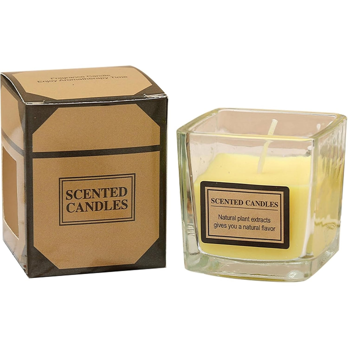 Lumanare Parfumata, Model Pahar, Cu Ulei Esential, Aroma De Kaki Japonez, Galben
