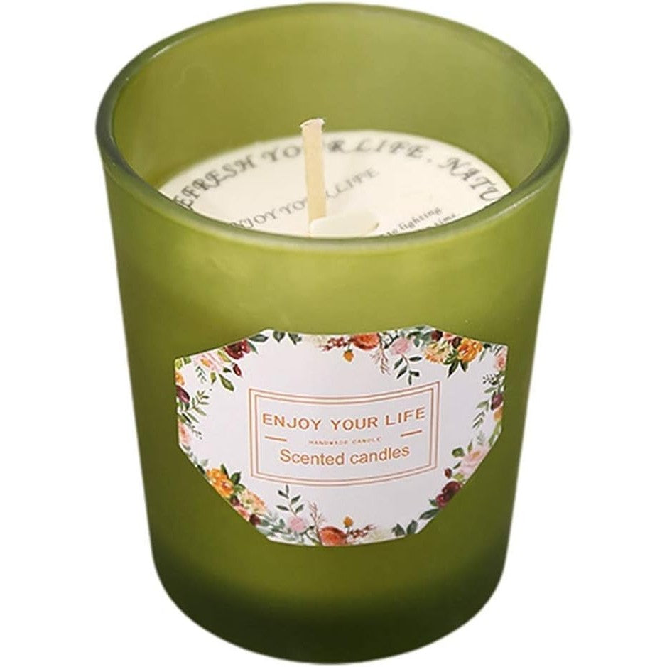 Lumanare Parfumata, Vivimall, Model Pahar Verde, Aroma de Ghimbir, din Ceara de Soia, 6.2 x 5.2 cm, Verde - vivimall.ro