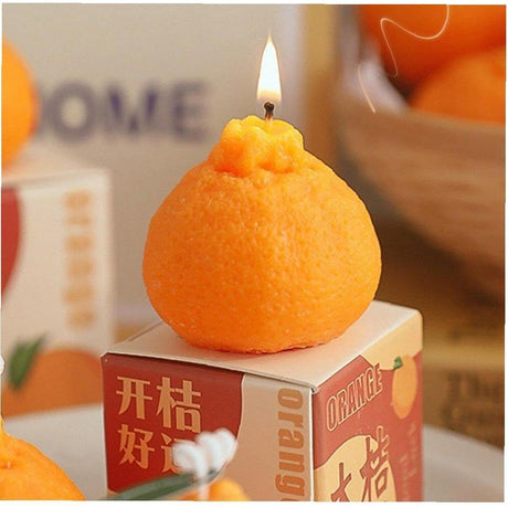Lumanare Parfumata, Vivimall, Model Portocala Mica, Ardere 10h, 50 g, 5 x 5 cm, Parfum de Portocala, Portocaliu - vivimall.ro