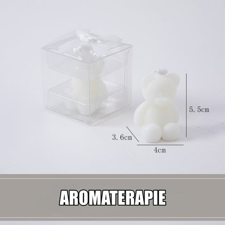 Lumanare Parfumata, Vivimall, Model Ursulet, Alba, Aromaterapie, 5.5x3.6x4 cm - vivimall.ro