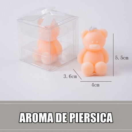 Lumanare Parfumata, Vivimall, Model Ursulet, Portocalie, Aroma de Piersica, 5.5x3.6x4 cm - vivimall.ro