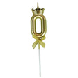 Lumanare pentru Tort Cifra 0, Model Coroana, Gold, Vivimall, Party - vivimall.ro