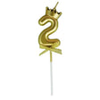 Lumanare pentru Tort Cifra 2, Model Coroana, Gold, Vivimall, Party - vivimall.ro