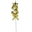 Lumanare pentru Tort Cifra 3, Model Coroana, Gold, Vivimall, Party - vivimall.ro