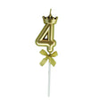 Lumanare pentru Tort Cifra 4, Model Coroana, Gold, Vivimall, Party - vivimall.ro