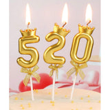 Lumanare pentru Tort Cifra 5, Model Coroana, Gold, Vivimall, Party - vivimall.ro