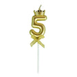 Lumanare pentru Tort Cifra 5, Model Coroana, Gold, Vivimall, Party - vivimall.ro