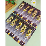 Lumanare pentru Tort Cifra 7, Model Coroana, Gold, Vivimall, Party - vivimall.ro