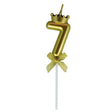 Lumanare pentru Tort Cifra 7, Model Coroana, Gold, Vivimall, Party - vivimall.ro