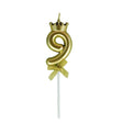 Lumanare pentru Tort Cifra 9, Model Coroana, Gold, Vivimall, Party - vivimall.ro